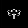 Dragonfly design on white background, dragonfly icon or logo on dark background Royalty Free Stock Photo