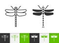 Dragonfly fly insect simple black line vector icon Royalty Free Stock Photo