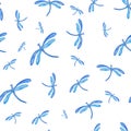 Dragonfly funky seamless pattern