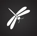Dragonfly icon on black background for graphic and web design, Modern simple vector sign. Internet concept. Trendy symbol for Royalty Free Stock Photo