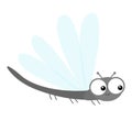 Dragonfly icon. Cute cartoon kawaii funny character. Big eyes. Smiling face. Insect isolated. Flat design. Baby clip art. White Royalty Free Stock Photo