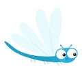 Dragonfly icon. Cute cartoon kawaii funny character. Insect isolated. Big eyes. Smiling face. Flat design. Baby clip art. White Royalty Free Stock Photo