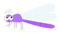Dragonfly icon. Cute cartoon kawaii funny character. Violet dragon fly Insect isolated. Big eyes. Smiling face, horns. Flat design Royalty Free Stock Photo
