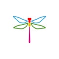 Dragonfly icon in flat style isolated on white background Royalty Free Stock Photo