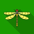 Dragonfly icon in flat style isolated on white background. Insects symbol stock vector illustration. Royalty Free Stock Photo