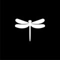 Dragonfly insect line icon on dark background