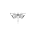 Dragonfly insect simple drawing style icon isolated on white