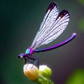 The dragonfly keeps watch over the wildflower, a guardian of the blossoms.