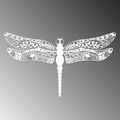 Dragonfly. laser cut white dragonfly on background isolated. ve