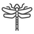 Dragonfly line icon, Insects concept, beautiful predatory insect with two transparent wings sign on white background