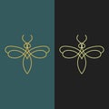 dragonfly luxury line art style logo and vector template Royalty Free Stock Photo