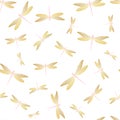 Dragonfly modern seamless pattern. Repeating clothes textile print with flying adder insects.