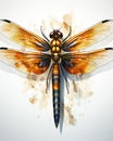 a dragonfly is painted on a white background with watercolors. generative ai