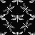Dragonfly Pattern on Black Background Royalty Free Stock Photo