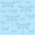 A dragonfly with patterns a contour gentle pattern and a background