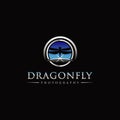 Dragonfly Photography With Sky Horizon Logo Symbol