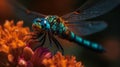 A Dragonfly\'s Intricate Beauty over flowers