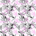 Dragonfly seamless pattern illustration. insects background