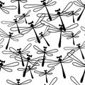 Dragonfly seamless pattern design - vector illustration sketch h Royalty Free Stock Photo