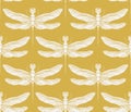 Dragonfly seamless pattern. Vintage retro illustration. EPS 10. Hand drawn vector illustration. Royalty Free Stock Photo