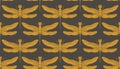 Dragonfly seamless pattern. Hand drawn vector illustration. Vintage retro illustration. EPS 10. Royalty Free Stock Photo