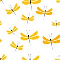 Dragonfly Seamless Pattern On White Background