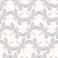 Dragonfly silhouette vector seamless pattern background for textile, fabric, wallpaper, scrapbook. Insects with wings Royalty Free Stock Photo