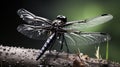 A dragonfly sitting on top of a tree branch, AI