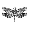 Dragonfly stencil pattern vector illustration.