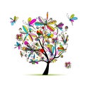 Dragonfly tree, sketch for your design Royalty Free Stock Photo