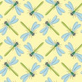 Dragonfly vector seamless pattern for textile design, wallpaper, wrapping paper Royalty Free Stock Photo