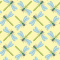 Dragonfly vector seamless pattern for textile design, wallpaper, wrapping paper Royalty Free Stock Photo