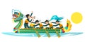 Dragons boat flat colorful banner vector illustration Royalty Free Stock Photo