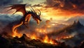 dragons in fire storm Royalty Free Stock Photo