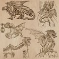 Dragons. An hand drawn vectors in one pack.