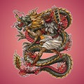 Women Dragon Tattoo Illustration