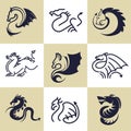 Dragons mascots, reptile from folklore and tales