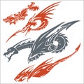 Dragons for tattoo. Vector set. Royalty Free Stock Photo
