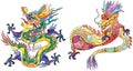Zentangle dragons. Hand drawn decorative vector illustration
