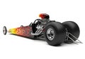 Dragster car featuring a sleek, elongated frame with an open cockpit. It has massive Royalty Free Stock Photo