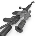 Dragunov sniper rifle gun on white. 3D illustration Royalty Free Stock Photo