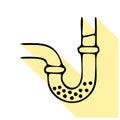 Drain cleaning flat line icon. Outline sign of blocked water pipe