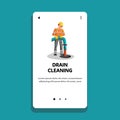 Drain Cleaning And Repair Service Worker Vector