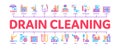 Drain Cleaning Service Minimal Infographic Banner Vector