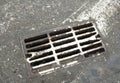 Drain grate on the road Royalty Free Stock Photo