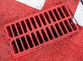 Drain grate on the road Royalty Free Stock Photo