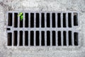 Drain grate in the sandy surface Royalty Free Stock Photo