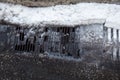 Drain grate in winter Royalty Free Stock Photo