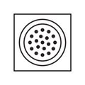 Drain hole, line sink drain icon, black isolated on white background, illustration.