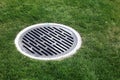 Drain Manhole surrounded by grass